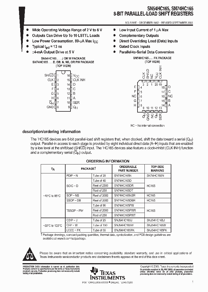 SN74HC165PWR_799609.PDF Datasheet