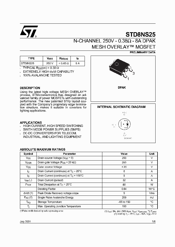 STD8NS25_1017172.PDF Datasheet
