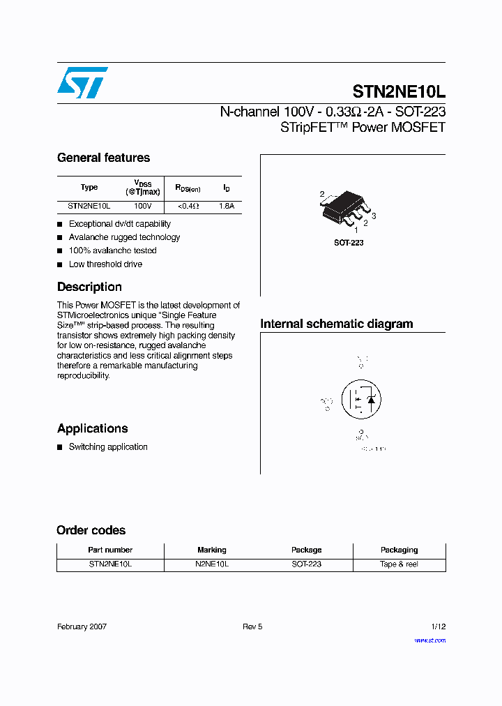 STN2NE10L07_1021844.PDF Datasheet