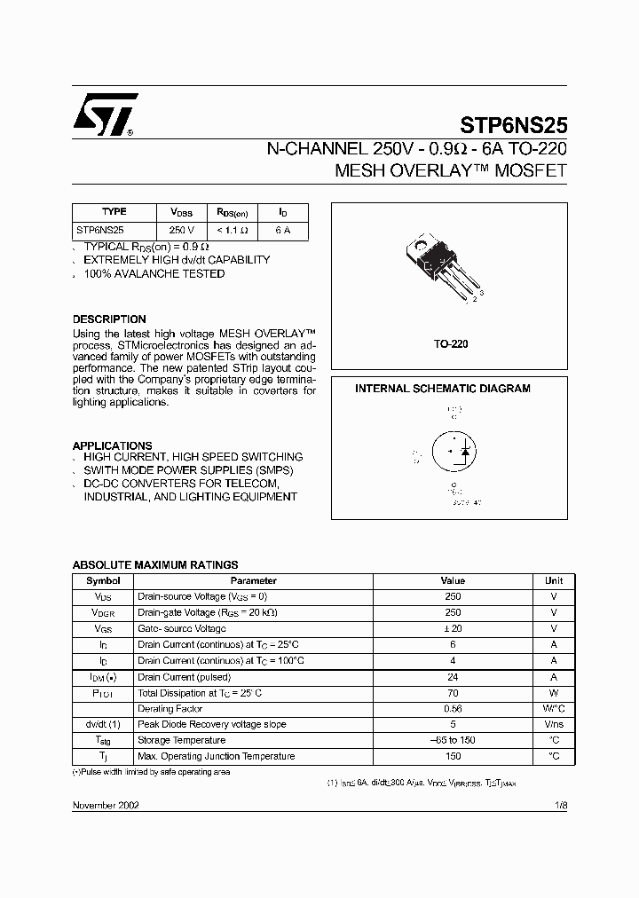 STP6NS25_956581.PDF Datasheet