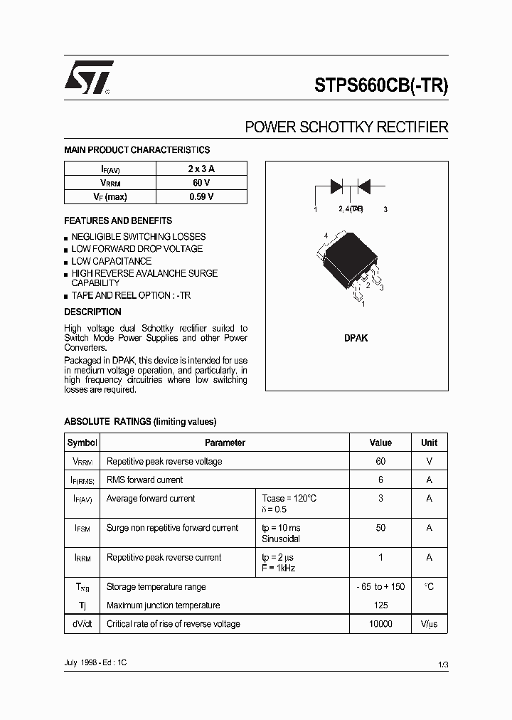 STPS660CB_960007.PDF Datasheet