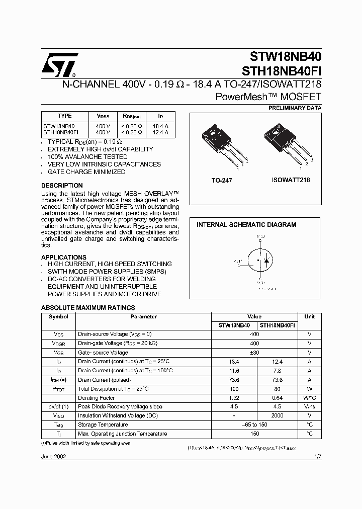 STW18NB40_939731.PDF Datasheet