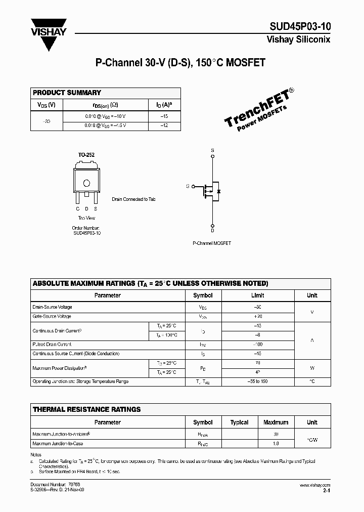SUD45P03-10_823800.PDF Datasheet
