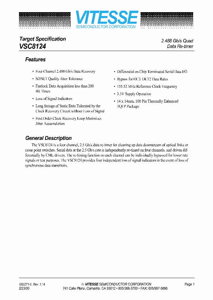 VSC8124_956251.PDF Datasheet