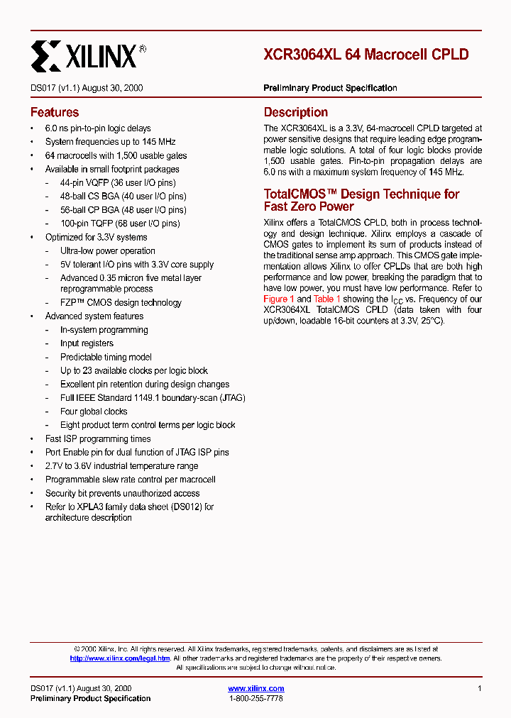 XCR3064XL_888175.PDF Datasheet