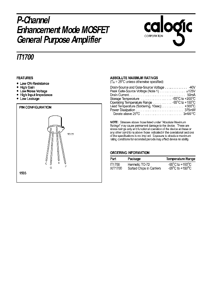 XIT1700_948254.PDF Datasheet