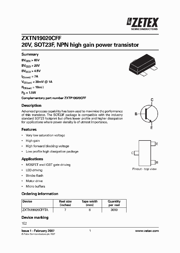 ZXTN19020CFFTA_953056.PDF Datasheet