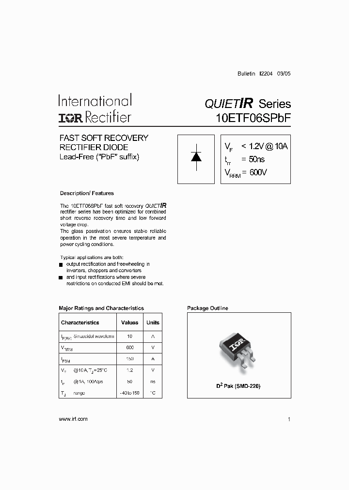 10ETF06STRRPBF_1190622.PDF Datasheet