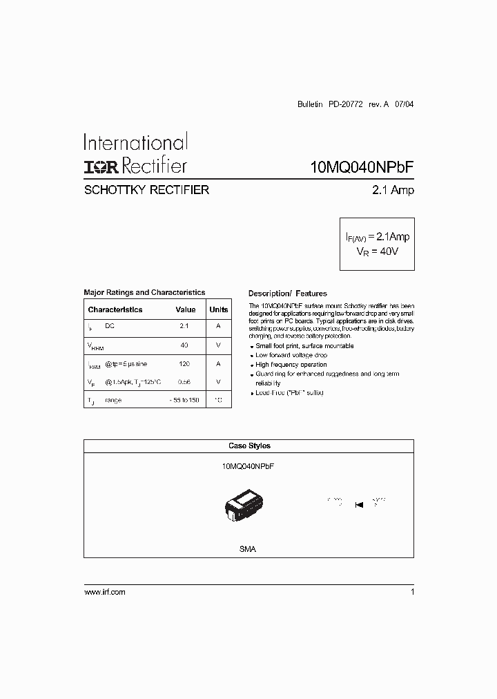 10MQ040NTRPBF_1190653.PDF Datasheet