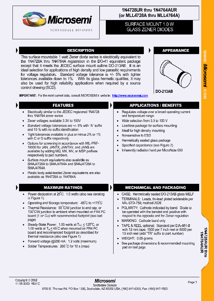 1N4764AUR_1191879.PDF Datasheet