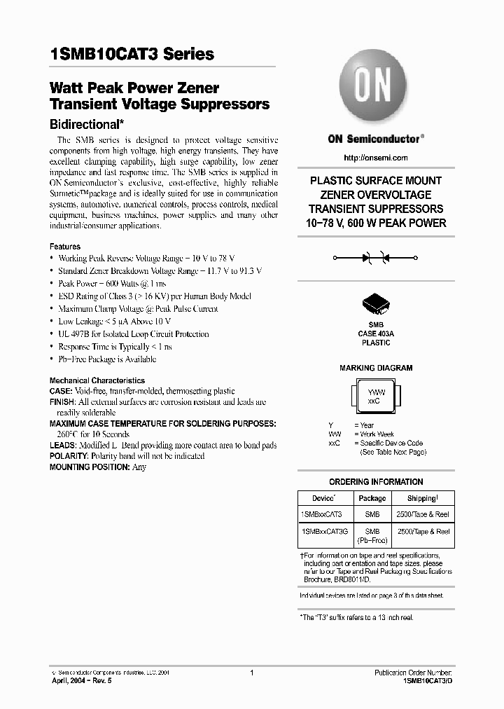 1SMB15CAT3G_1192540.PDF Datasheet