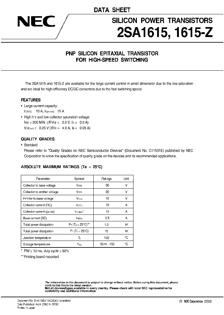 2SA1615-Z_1194708.PDF Datasheet