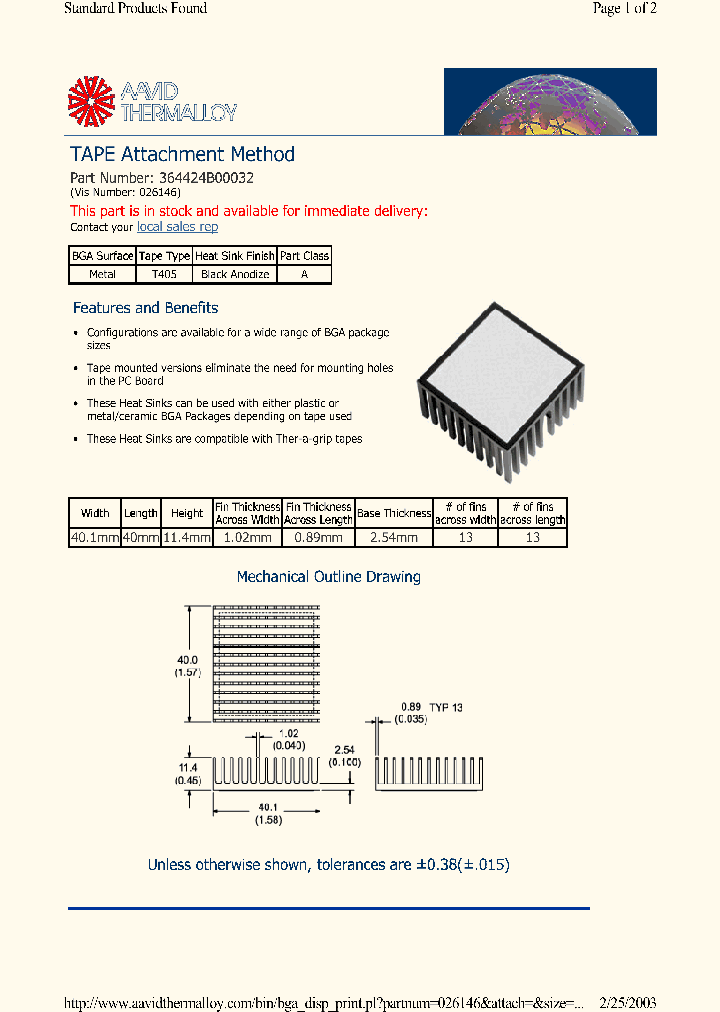 364424B00032_1199368.PDF Datasheet