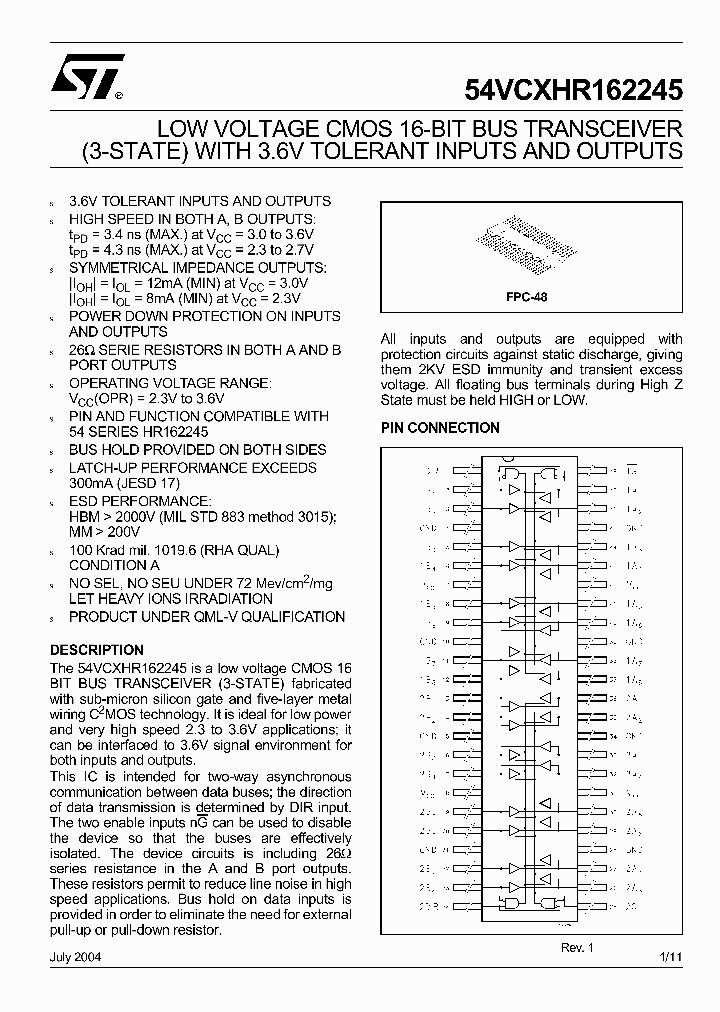 54VCXHR162245_1200427.PDF Datasheet