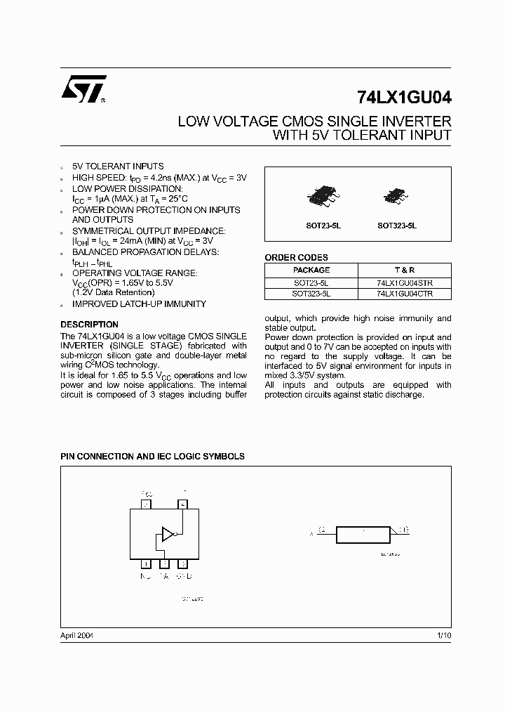 74LX1GU04STR_1202951.PDF Datasheet
