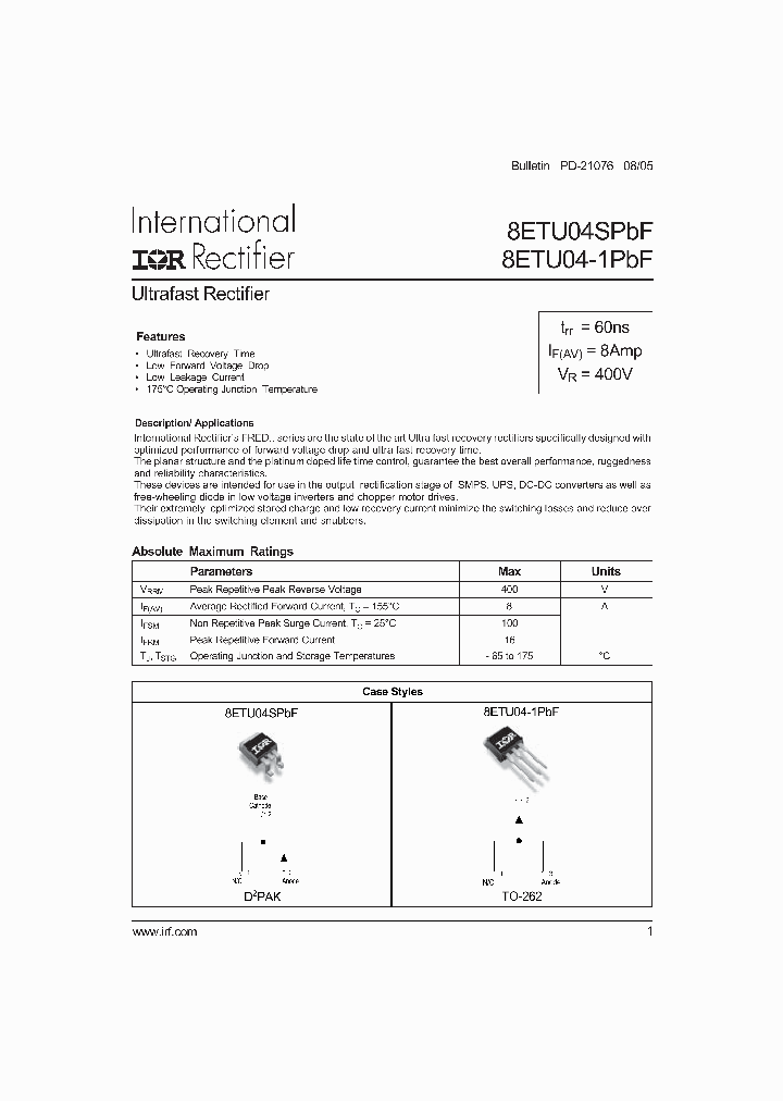 8ETU04STRRPBF_1204058.PDF Datasheet