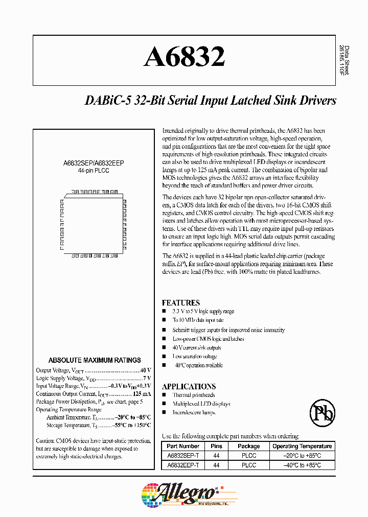 A6832SEP_1111601.PDF Datasheet