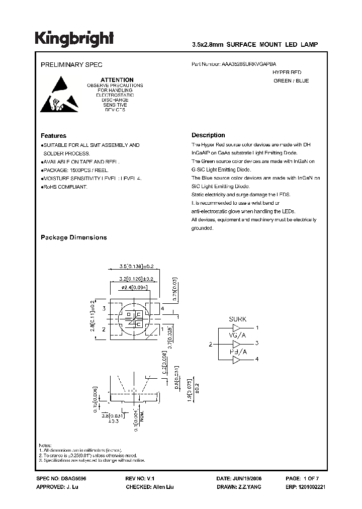 AAA3528SURKVGAPBA_1205013.PDF Datasheet