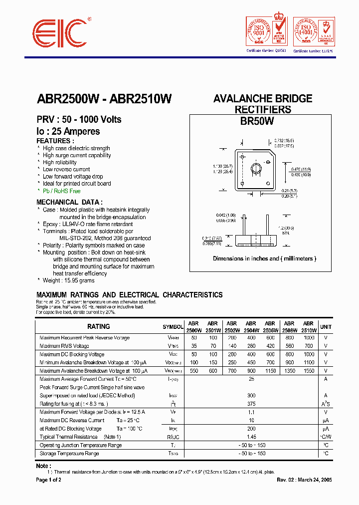 ABR2510W_1205305.PDF Datasheet