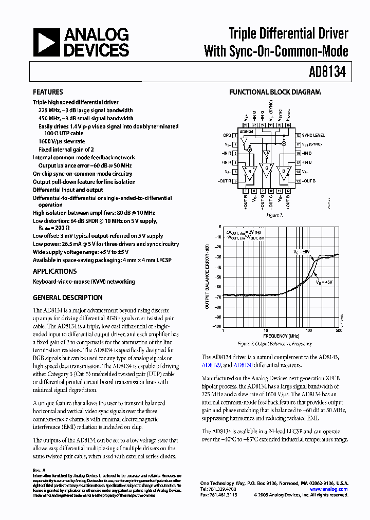 AD8134ACP-REEL_1112190.PDF Datasheet