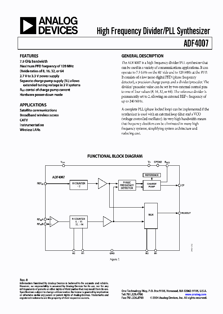 ADF4007BCP_1021553.PDF Datasheet