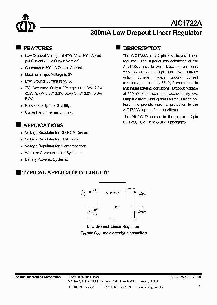 AIC1722A-52PZTTR_1208406.PDF Datasheet