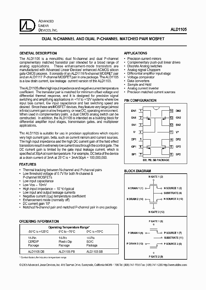 ALD1105SB_885270.PDF Datasheet