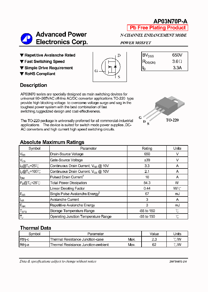 AP03N70P-A_1168520.PDF Datasheet