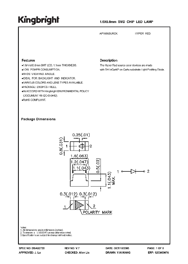 AP1608SURCK_1210420.PDF Datasheet