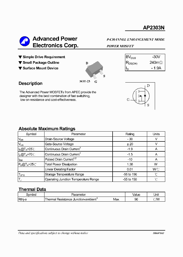AP2303N_1210491.PDF Datasheet