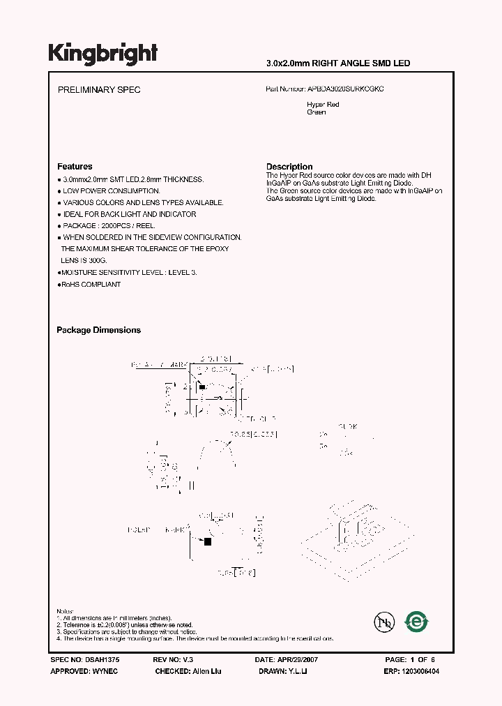 APBDA3020SURKCGKC_1210703.PDF Datasheet