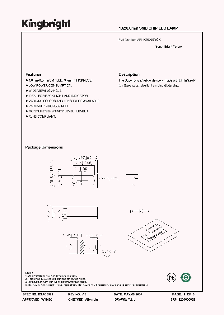 APHK1608SYCK_1210893.PDF Datasheet