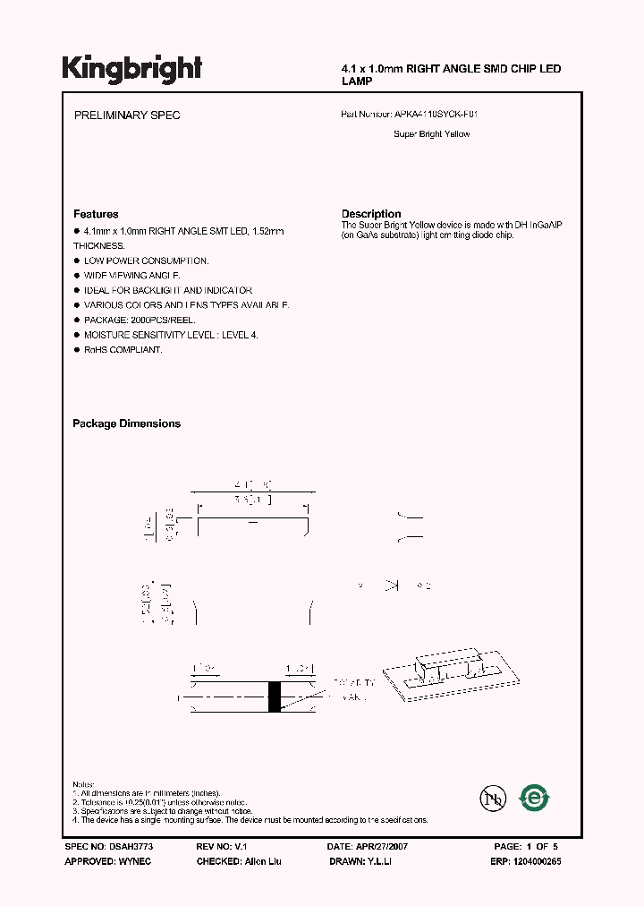 APKA4110SYCK-F01_1210984.PDF Datasheet