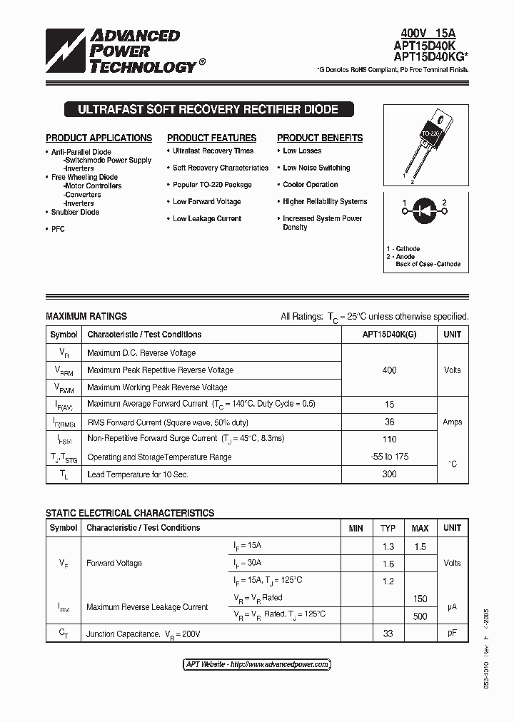 APT15D40K05_1211365.PDF Datasheet