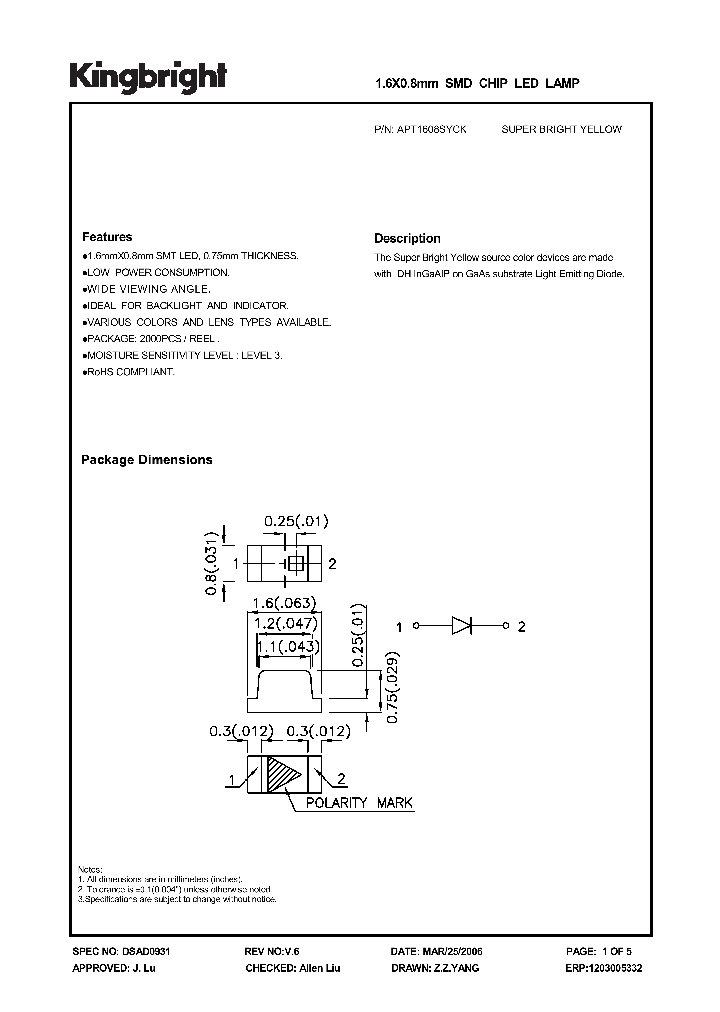 APT1608SYCK_1211407.PDF Datasheet