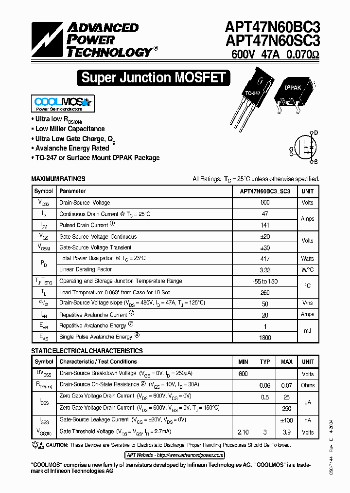 APT47N60SC3_1169079.PDF Datasheet