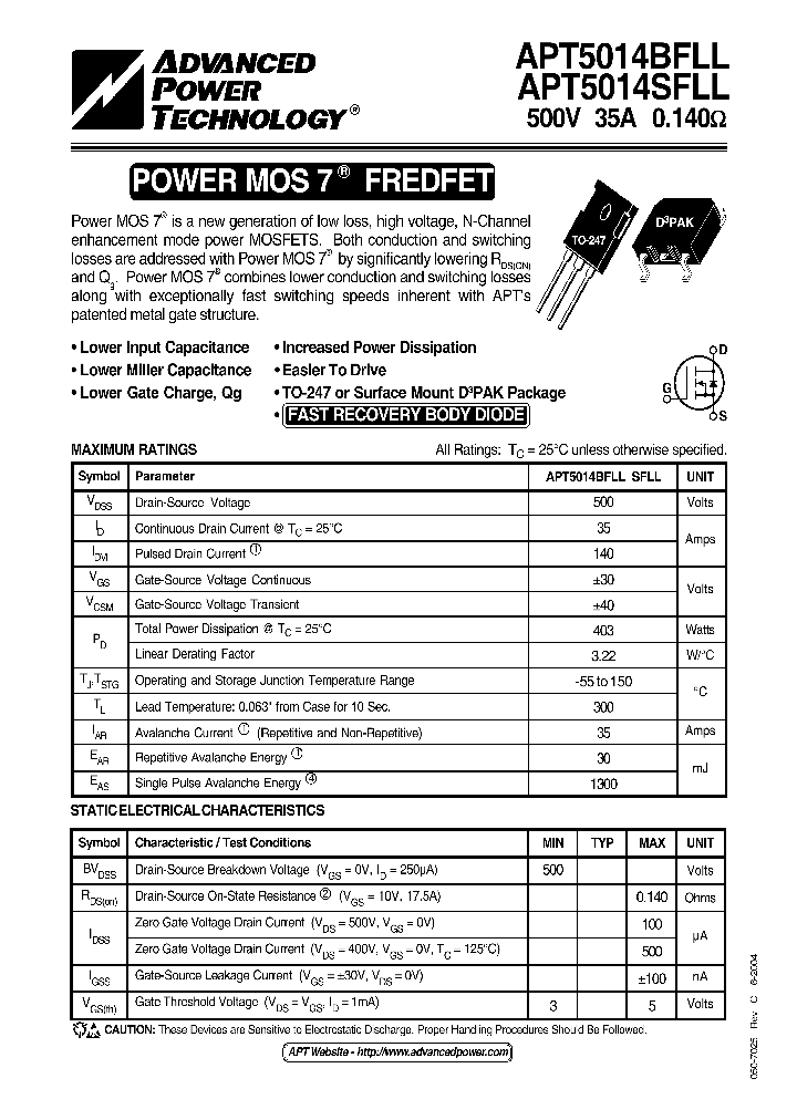 APT5014SFLL_1211693.PDF Datasheet