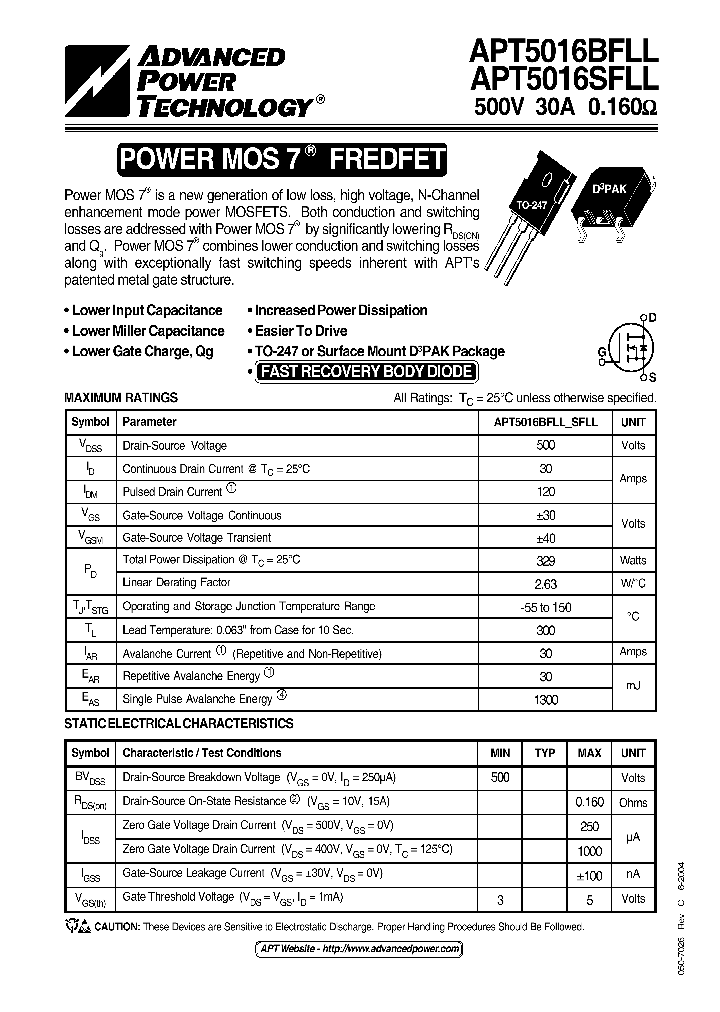 APT5016SFLL_1211698.PDF Datasheet