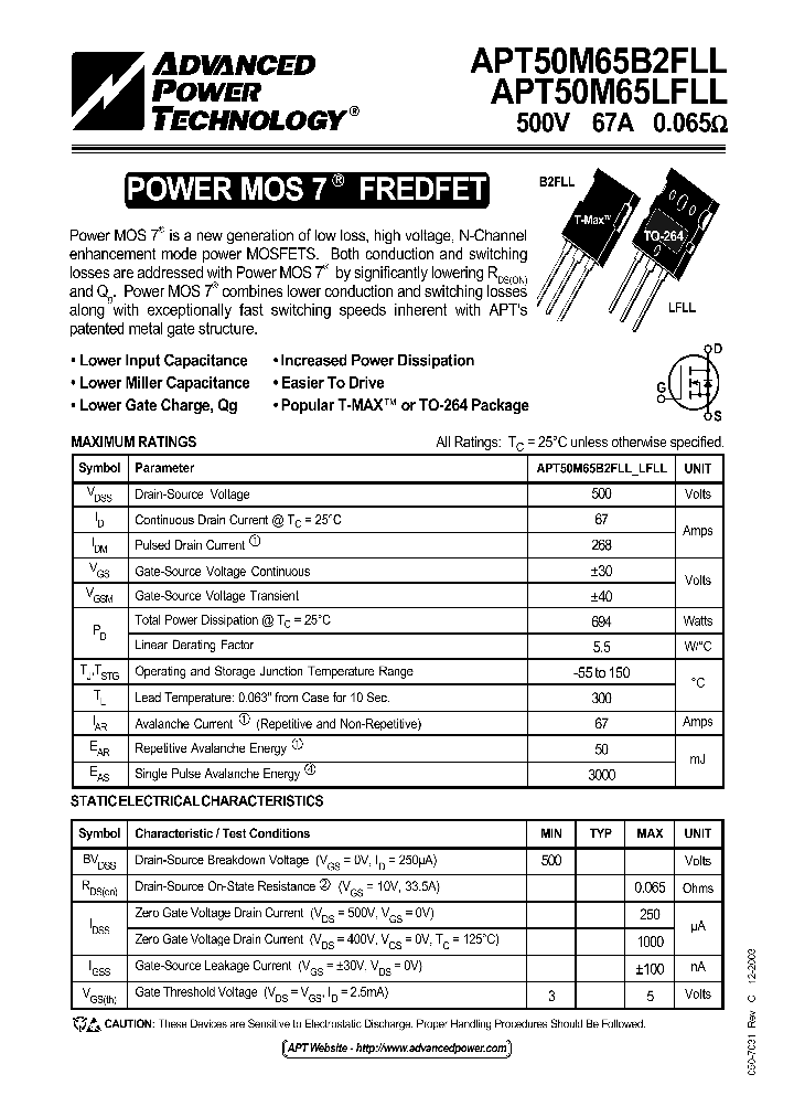 APT50M65LFLL_1211768.PDF Datasheet