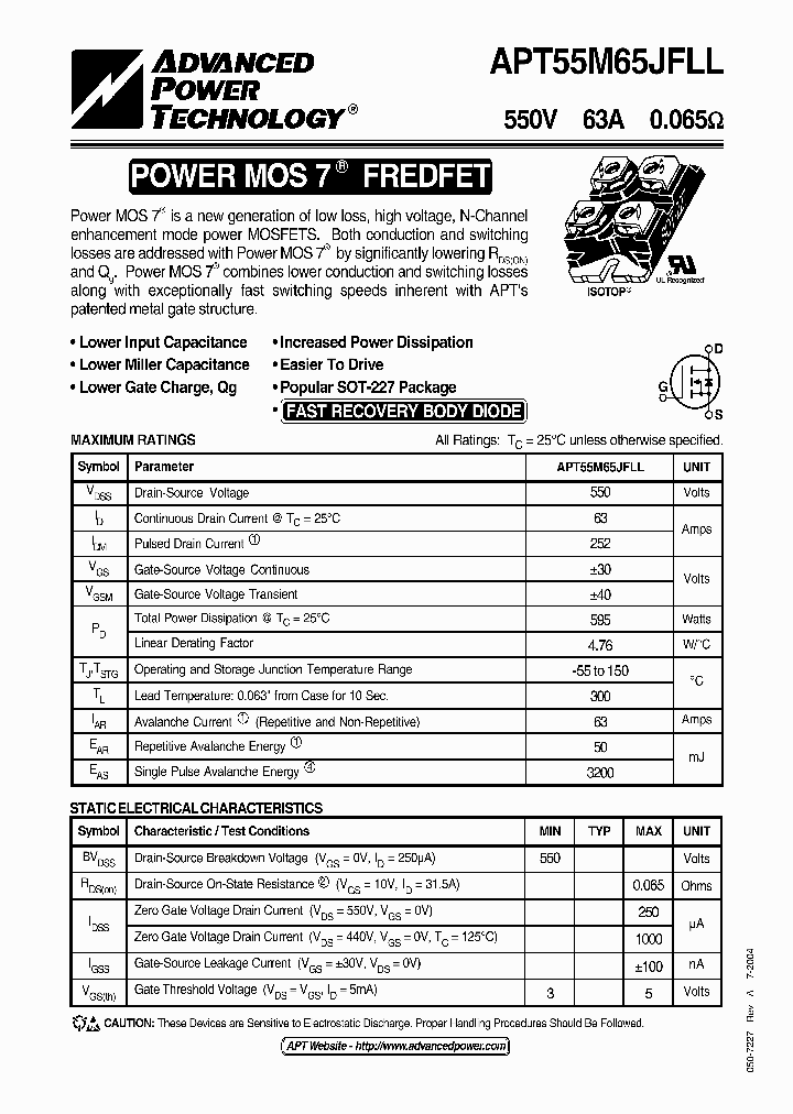 APT55M65JFLL_1211797.PDF Datasheet