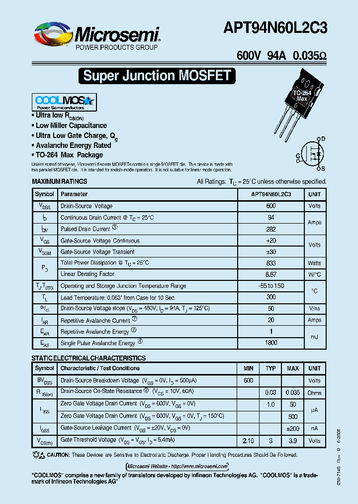 APT94N60L2C3_1212002.PDF Datasheet
