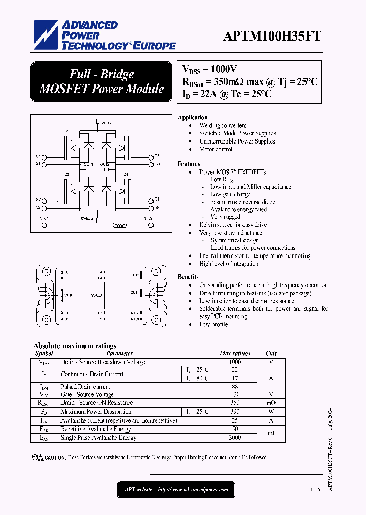 APTM100H35FT_1167458.PDF Datasheet