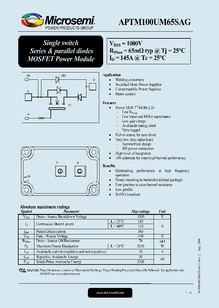 APTM100UM65SAG_1212569.PDF Datasheet