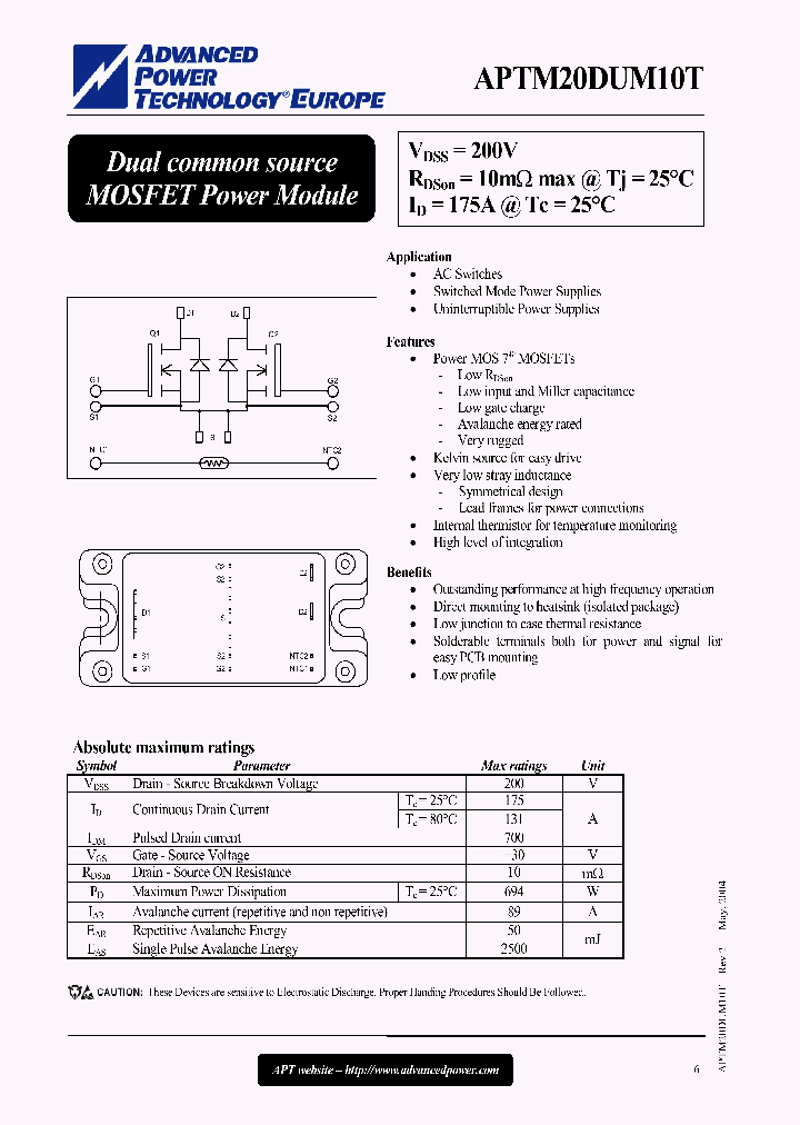 APTM20DUM10T_1212654.PDF Datasheet