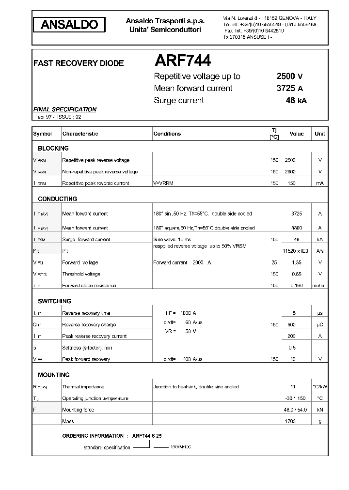 ARF744S25_1212982.PDF Datasheet