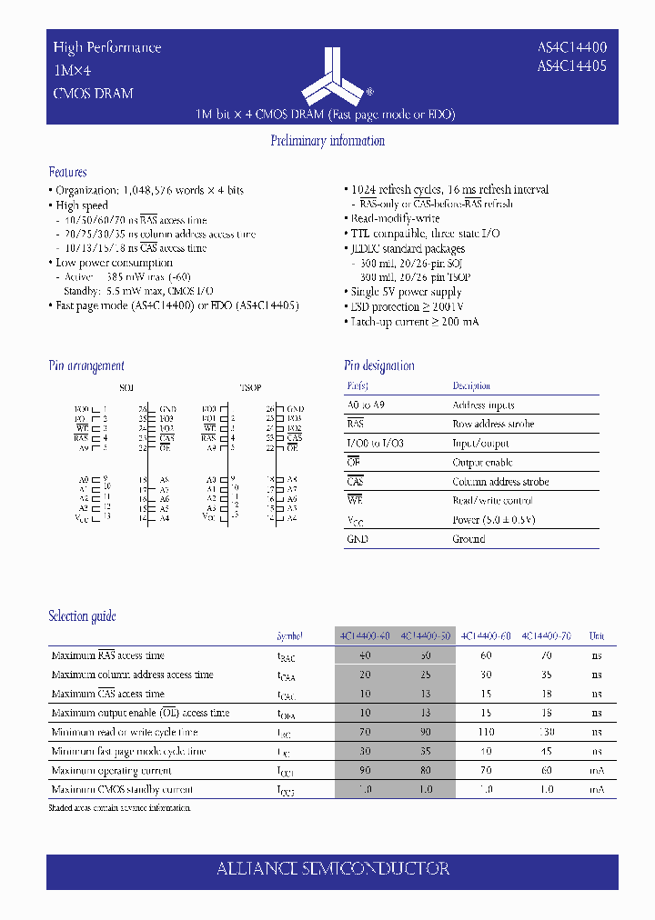 AS4C14400-70JC_1180310.PDF Datasheet