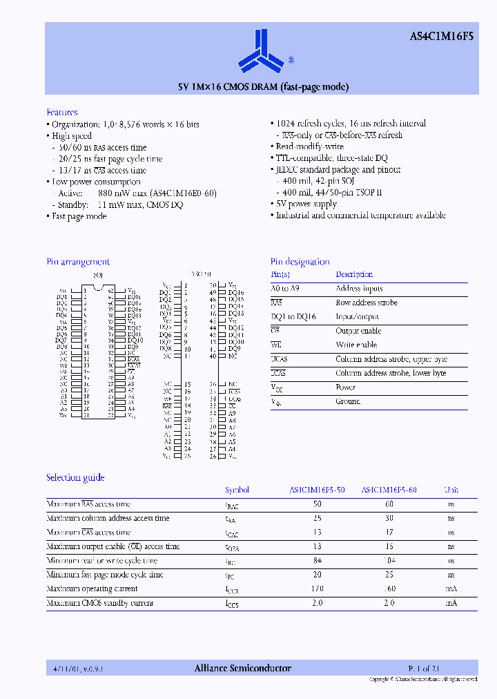 AS4C1M16F5_860635.PDF Datasheet