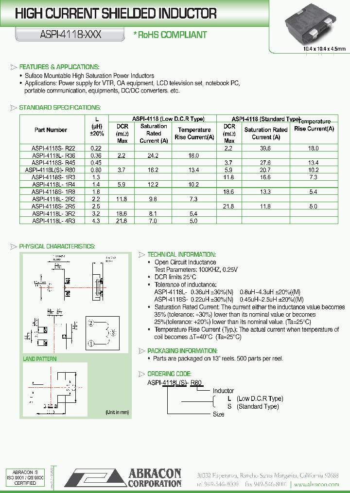 ASPI-4118S-R45_1056985.PDF Datasheet