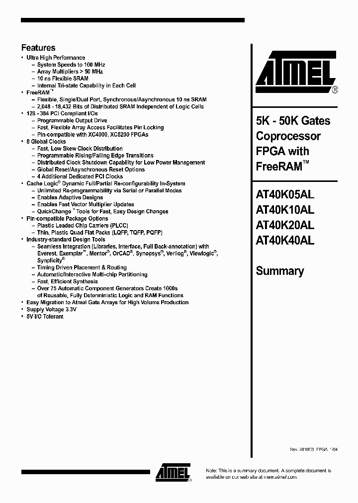 AT40K40AL_1213896.PDF Datasheet