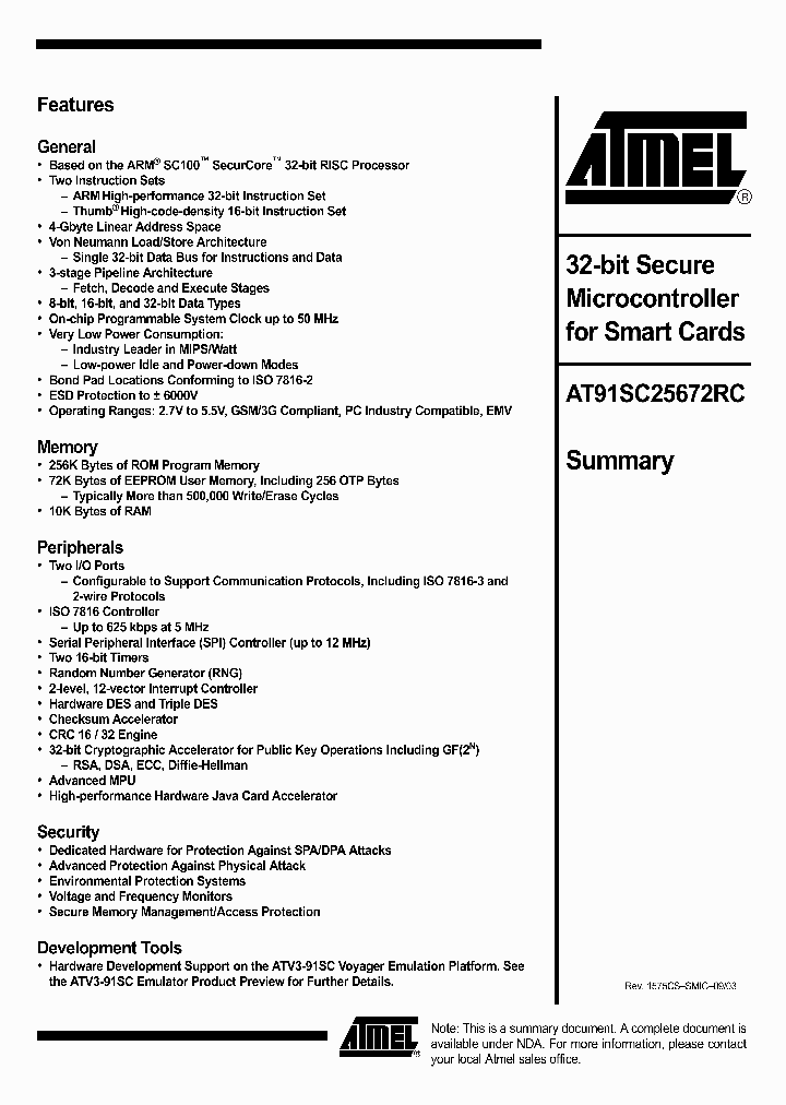 AT91SC25672RC_1214360.PDF Datasheet